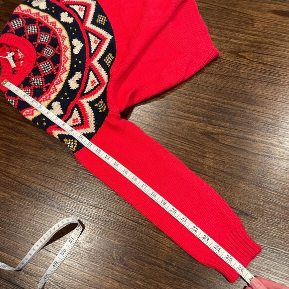 NWT Marine Layer Archive Alpine Sweater Sz XS Red Fair Isle Hearts Wool Alpaca - Picture 8 of 8